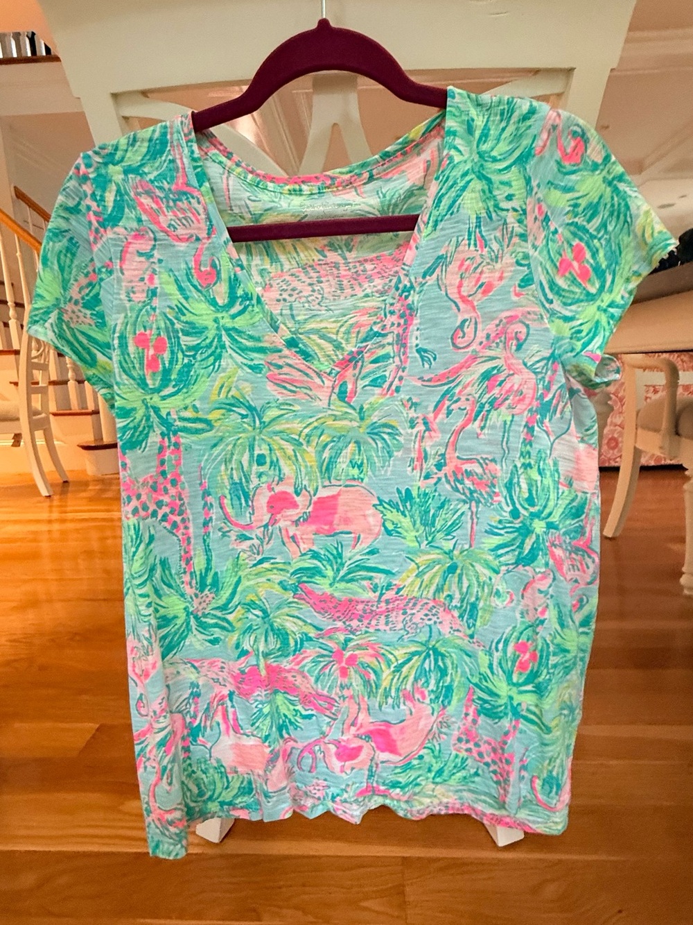 Lilly Pullitzer Cotton V Neck Short Sleeve Women's Blouse